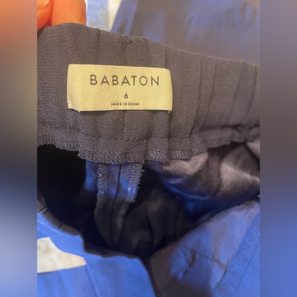 Aritzia Babaton Tuxedo Trouser Pants Navy Blue Brown Side Stripe Cropped Size 6 - Picture 4 of 6